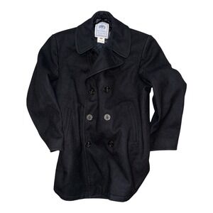 DSCP Quarterdeck Collection Black Peacoat Men's Sz 48R Wool Double Breasted